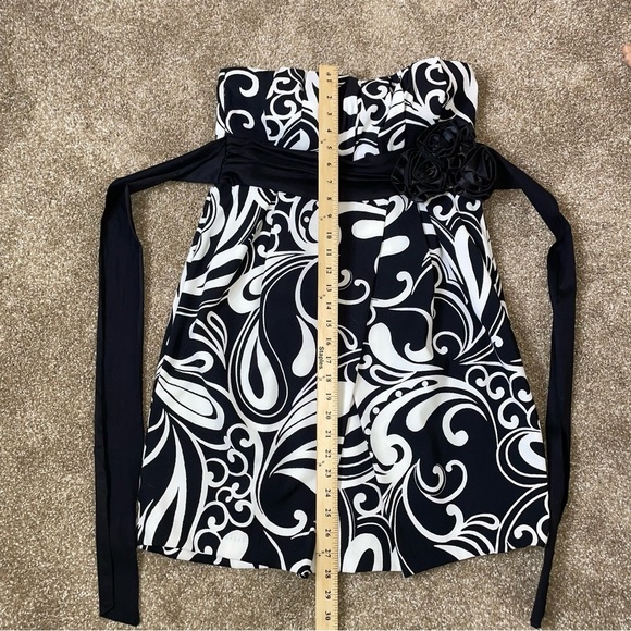 Corey P. dress mini tie waist strapless black/white paisley printed NEW SZ 12 - Picture 4 of 15